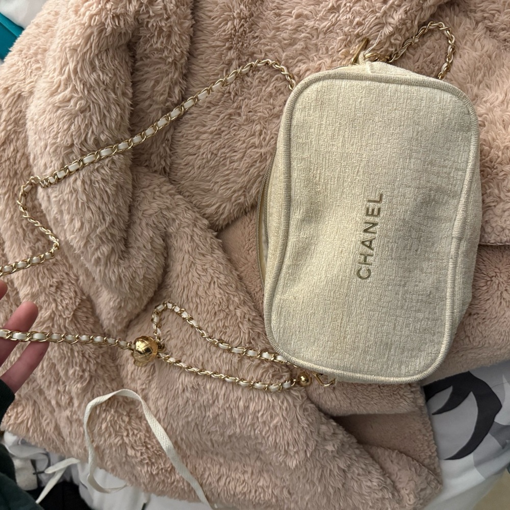 Chanel Beige Crossbody Bag with Gold Chain